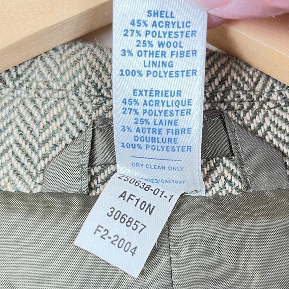 Vintage Y2K Old Navy Olive Green & Tan Herringbone Academia Blazer Size XXL - Picture 8 of 9